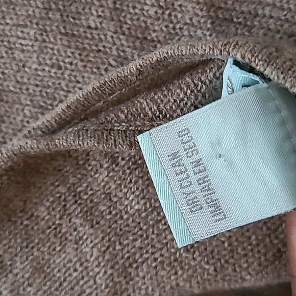 Celeste Wool Cashmere Poncho Sweater Taupe Orange Stripe One Size Cozy Casual - Picture 3 of 8